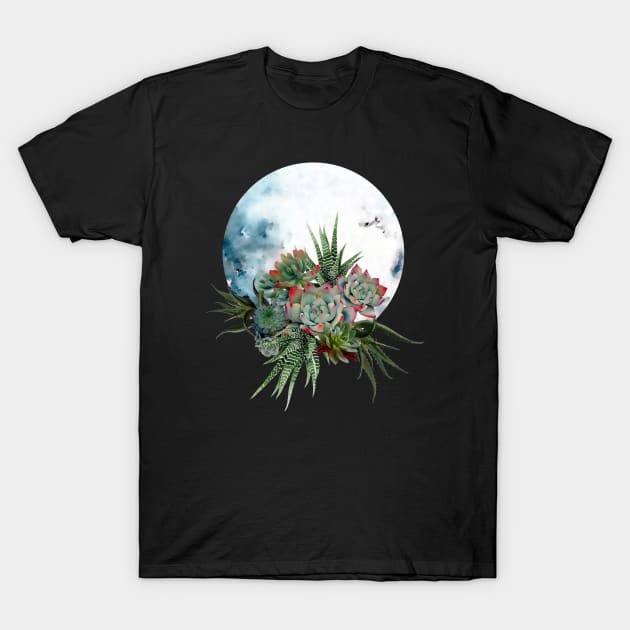 Moonlight Succulents 2 T-Shirt by Collagedream